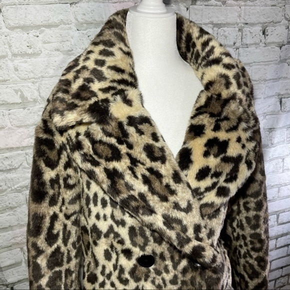 BCBG Tan Leopard Ariel Wool-Blend Peacoat XS - Picture 5 of 15